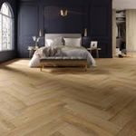 Chambre élégante avec parquet en chevron